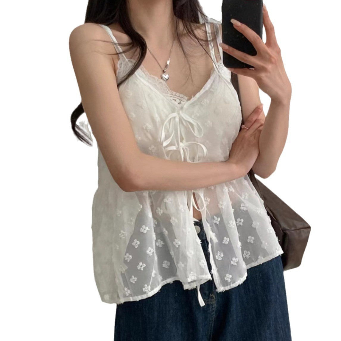 V-Neck Embroidered Jacquard Bandage Dress