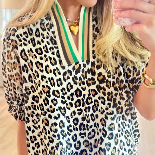 WildStripes V-Neck Leopard Tee